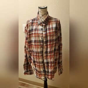 Eddie Bauer Men's Casual Plaid Shirt - Red, White, and Grey